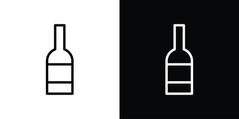 Wine bottle icon set in line.