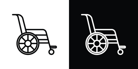 Wheelchair icon set in line.