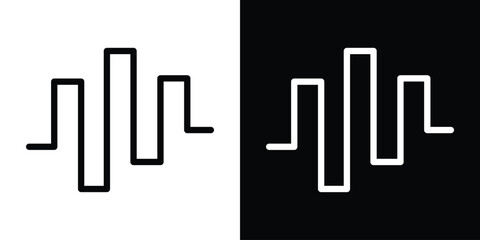 Wave square icon set in line.