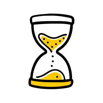 Hand Draw hourglass timer icon on transparent background for web and graphic design