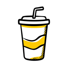 Hand Draw soda cup icon on transparent background for web and graphic design
