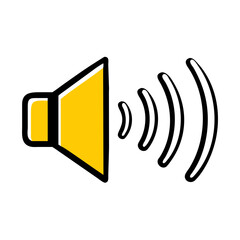 Hand Draw volume up icon on transparent background for web and graphic design