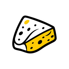 Hand Draw wedge of cheese icon on transparent background for web and graphic design