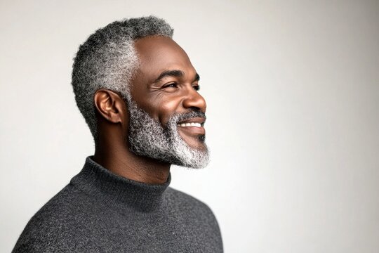 A charming and elegant man exuding positivity. A classic studio photography session capturing masculinity. A midlife man posing for a portrait. A peaceful and elegant male enjoying his moment. - Powered by Adobe