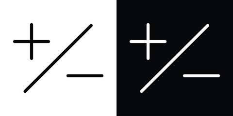 Plus minus icon set in line.