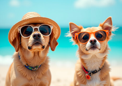 two dogs on the beach