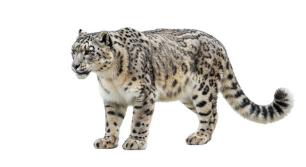 Obraz premium Snow Leopard isolated on transparent background, Leopard PNG 