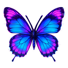 Vibrant blue and purple glitch butterfly wings