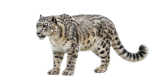 Snow Leopard isolated on transparent background, Leopard PNG 