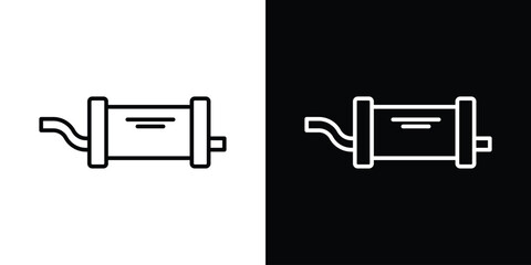 Exhaust pipe icon set in line.