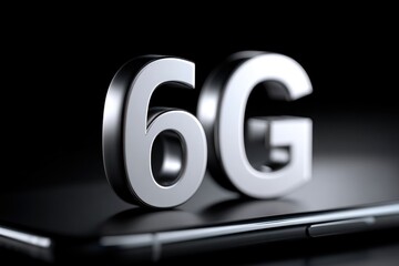 6G Network Concept with Modern Metallic Typography