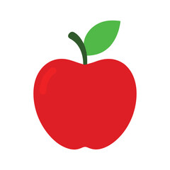 Apple fresh organic fruit with classic shape in flat style color vector illustration