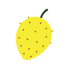 Cactus fruit exotic spiky skin fruit in minimal flat style color vector illustration