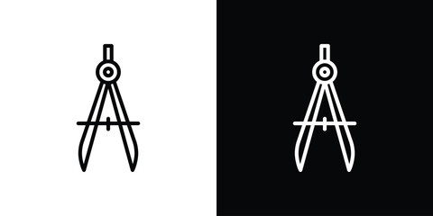 Drafting compass icon set in line.