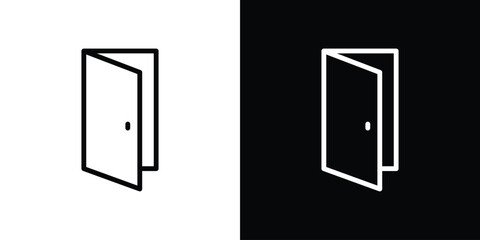 Door open icon set in line.