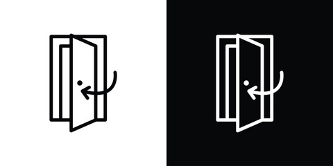 Door closed icon set in line.