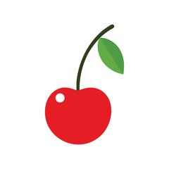 Cherry red juicy fruit with twin pair design in flat style color vector illustration