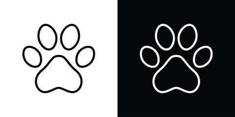 Paw icon set in line.