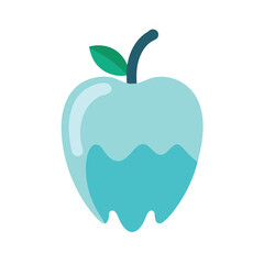 Ice apple translucent round fruit with fresh look flat design color vector illustration