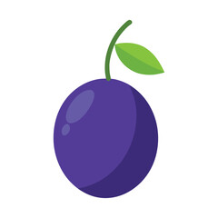 Java plum tropical dark purple fruit in clean flat vector design color vector illustration