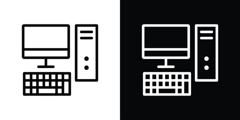 Computer icon set in line.