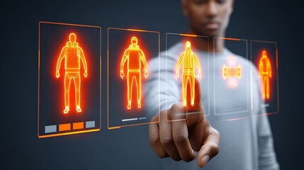 Virtual Wardrobe: Man Interacting with Digital Clothing Interface