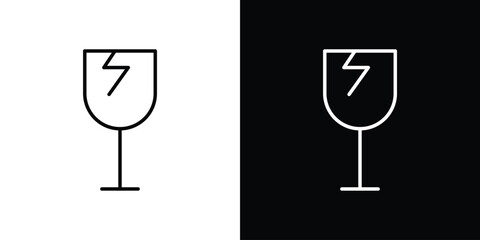 Box fragile icon set in line.