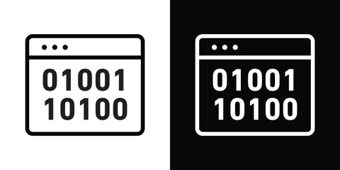 Binary code icon set in line.