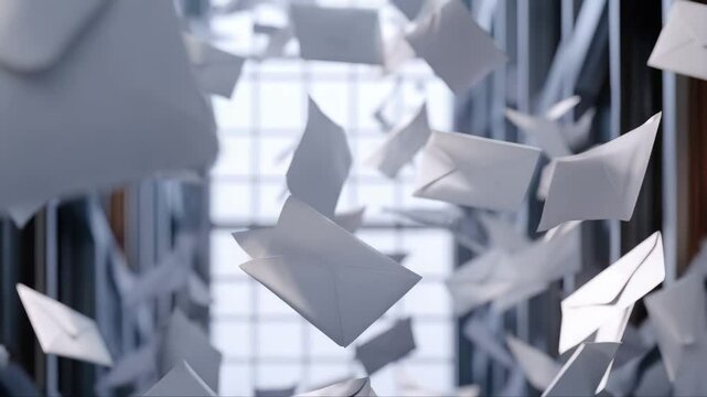 Background conceptual image with papers flying in air