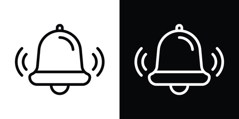 Bell ring icon set in line.