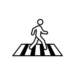Crosswalk Pedestrian Symbol &ndash; Vector Silhouette of Person Walking on Zebra Crossing