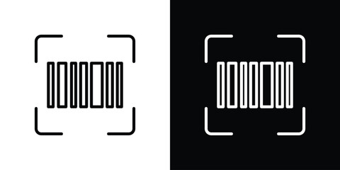 Barcode read icon set in line.