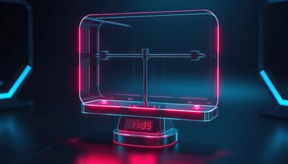 Futuristic time display with neon accents reflecting a modern aesthetic