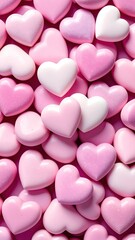 Fototapeta premium Valentines Day Pink Heart Candy Wallpaper Background