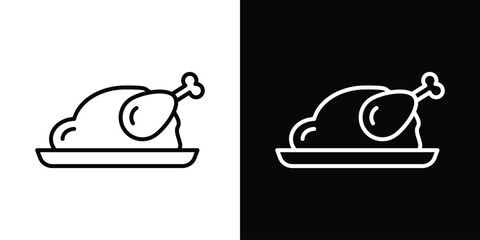 Turkey icon set in line.