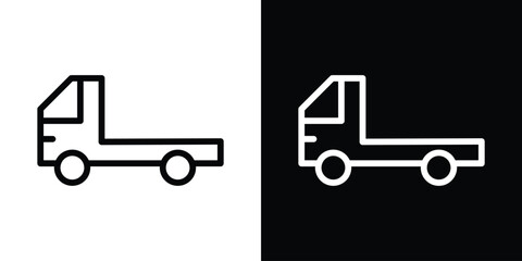 Truck container empty icon set in line.