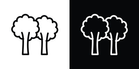 Trees icon set in line.