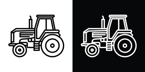 Tractor icon set in line.