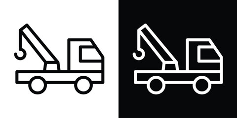 Tow truck icon set in line.