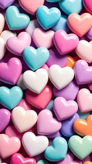 Obraz premium Valentines Day Pink, Blue, White Heart Candy Wallpaper Background