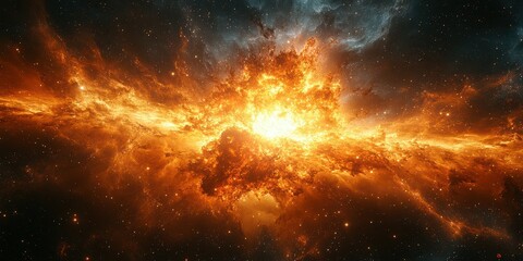 Naklejka premium Stunning cosmic explosion reveals vibrant colors and patterns in the depths of space