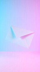 White Envelope on Pastel Pink and Blue Background