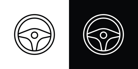 Steering wheel icon set in line.
