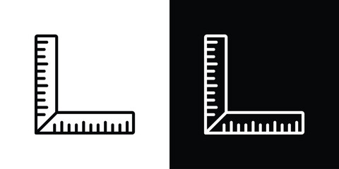 Ruler combined icon set in line.