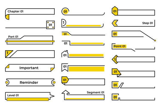 Yellow and black minimal title frames and dividers for text layout
