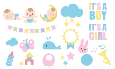 Baby illustration flat cute vector	
