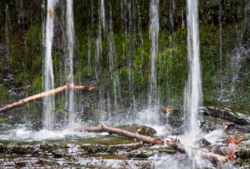 Rivulets and picturesque branches in Little Wadsworth Falls in Connecticut.