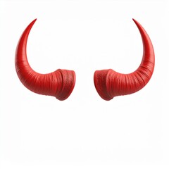Pair of Red Horns on White Background