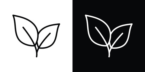 Leaf icon set in line.