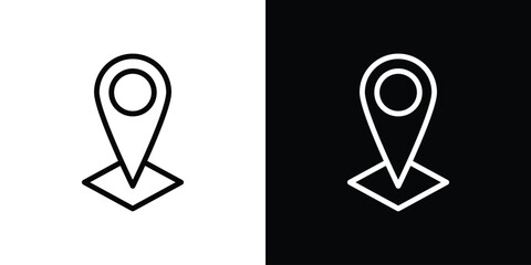 Land layer location icon set in line.